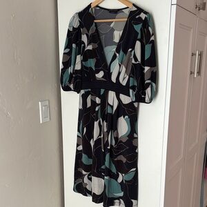 BCBG Black and Teal Print Dress